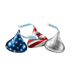 HERSHEY'S KISSES Red White and Blue Foils, Milk Chocolate Candy Share Pack, 9 oz