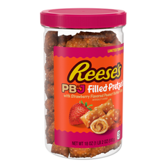 REESE'S PB&J Peanut Butter & Strawberry Filled Pretzels Jar, 18 oz