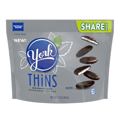 YORK THiNS Dark Chocolate Peppermint Patties Miniatures 7.2oz Candy Bag
