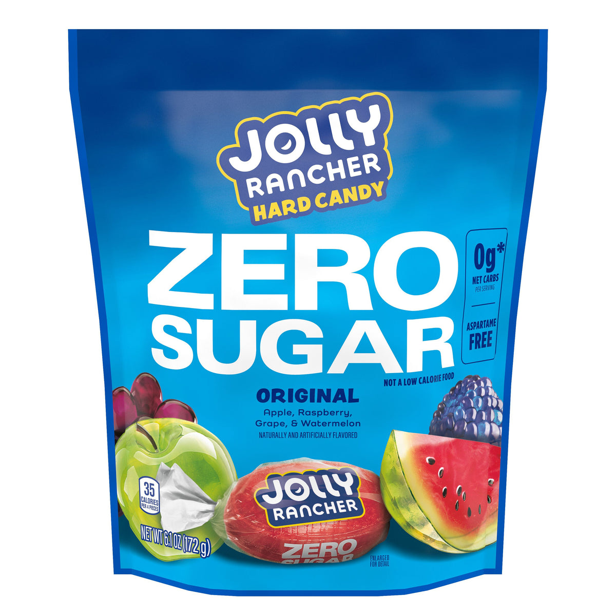 JOLLY RANCHER Zero Original Flavors Hard Candy 6.1oz Candy Bag