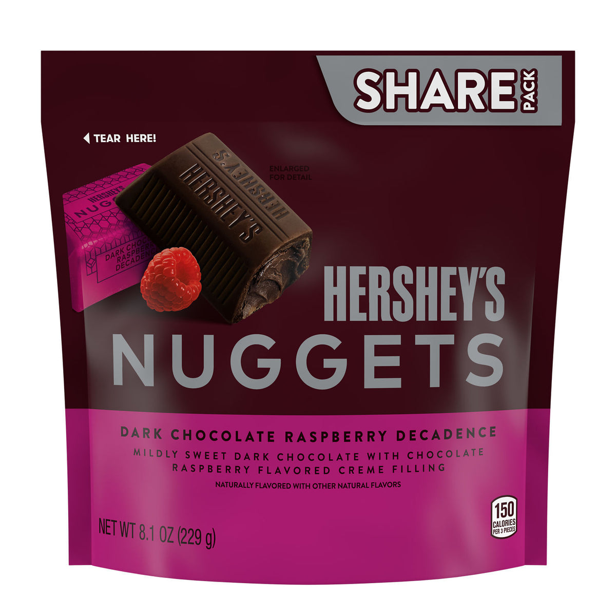 HERSHEY'S NUGGETS Dark Chocolate Raspberry Flavored Candy Share Pack, 8.1 oz