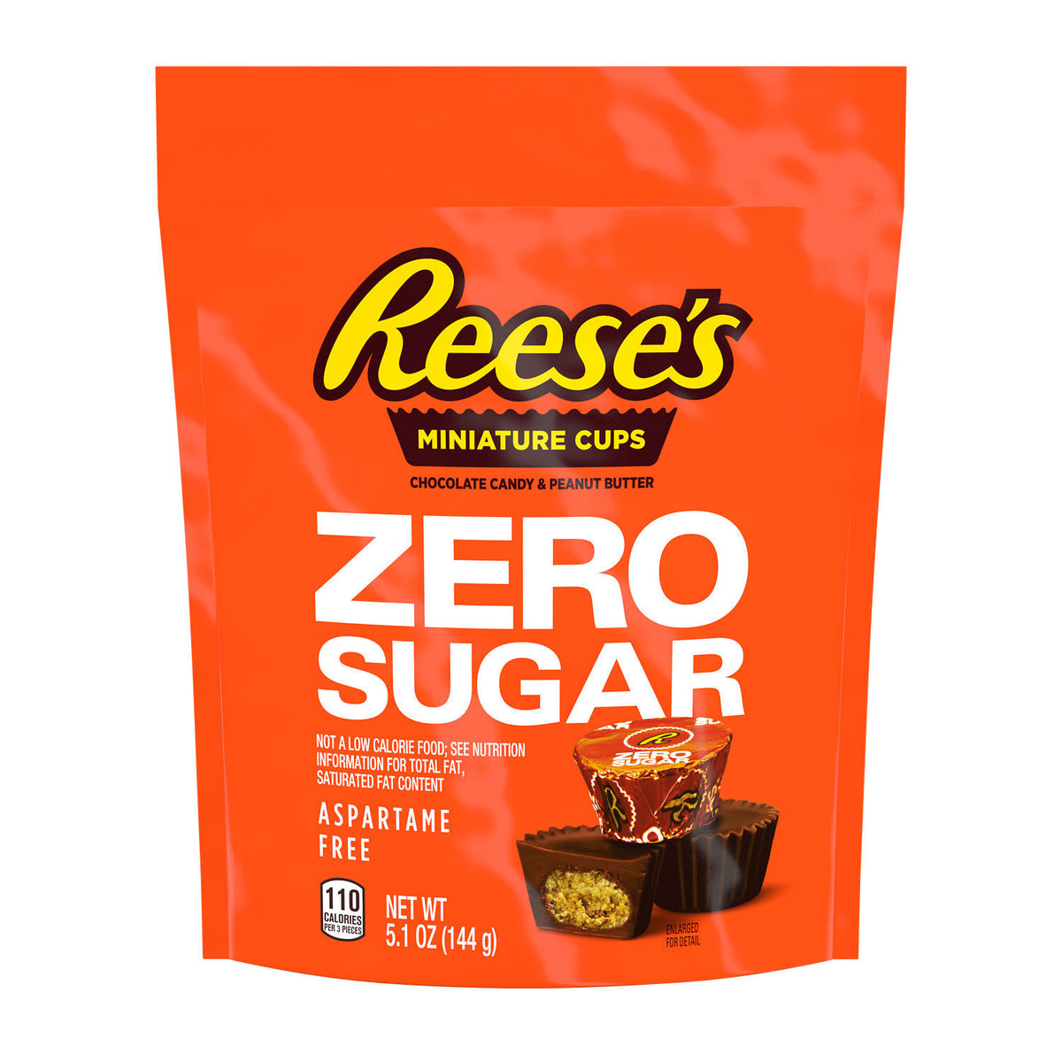 REESE'S Zero Sugar Miniatures Chocolate Peanut Butter Cups Candy Bag, 5.1 oz