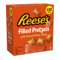 REESE’S Peanut Butter Filled Pretzels Bags, 1 oz. (10 Pack)