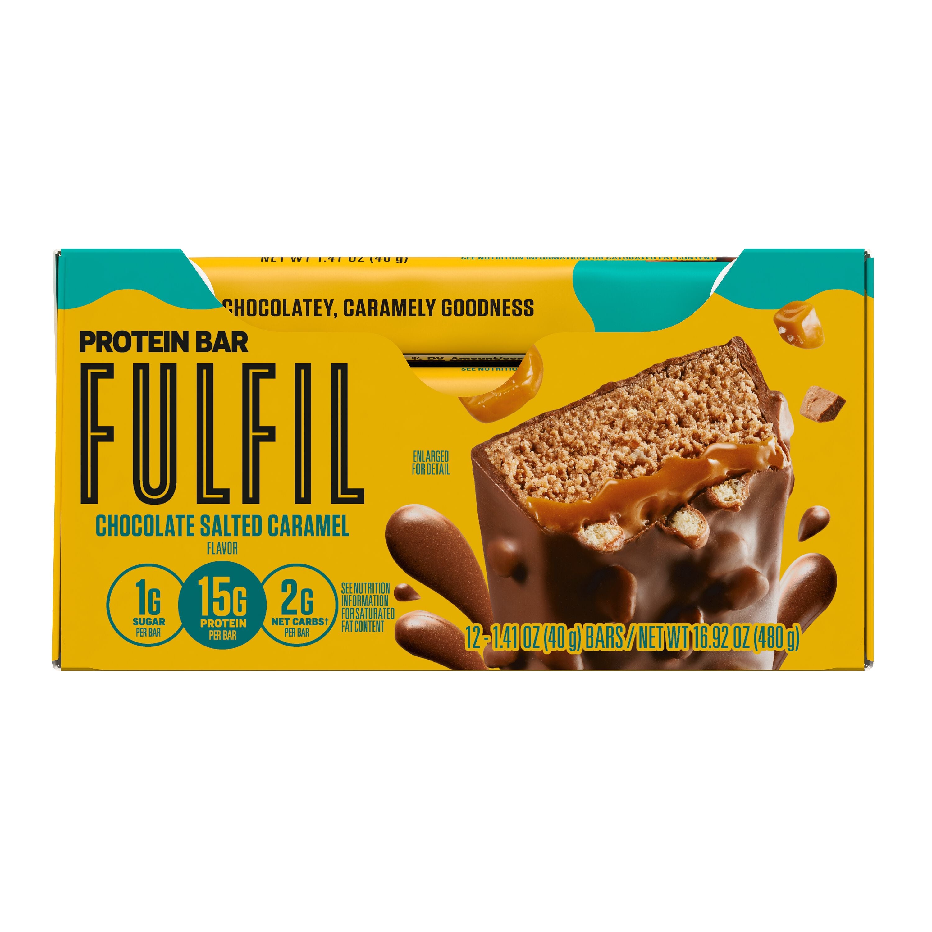 FULFIL Chocolate Salted Caramel Flavored Protein Bars, 1.41 oz (12 Count)